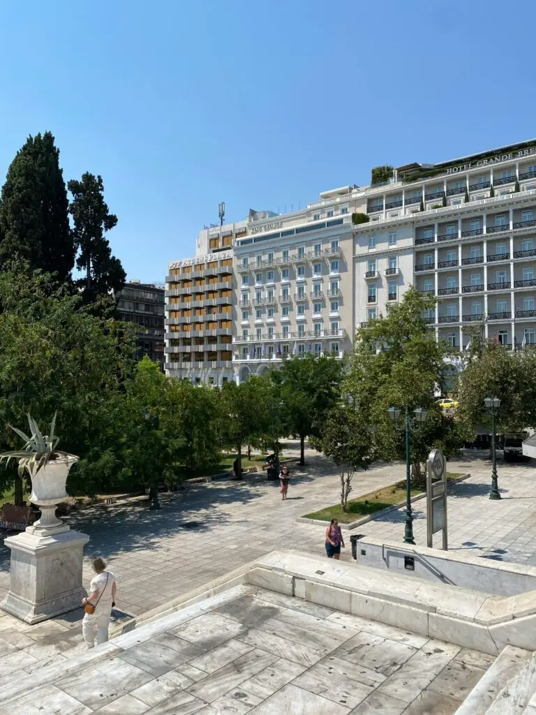 pexels photo 33201836 33201836 View of Syntagma Square in Athens with people and architecture.